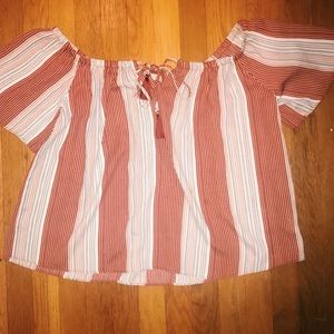 Off the shoulder striped shirt